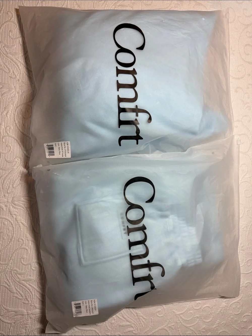 Comfrt  Airplane Mode VIP Baby Blue Loungewear Set (2-Pack). Size Large
